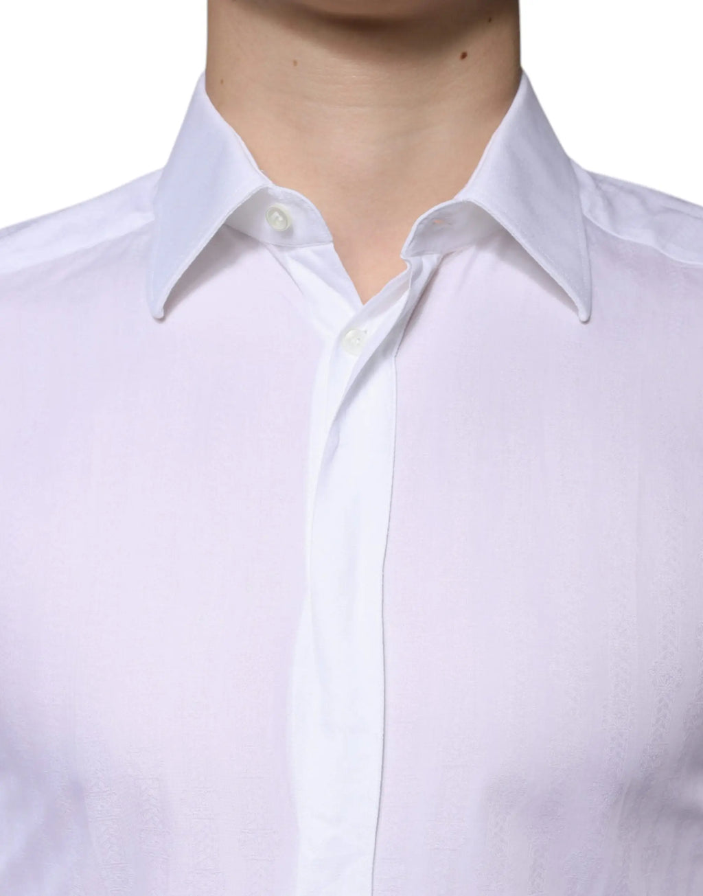Chemise homme formelle dolce & gabbana blanche en coton avec col classique et coutures droites nettes