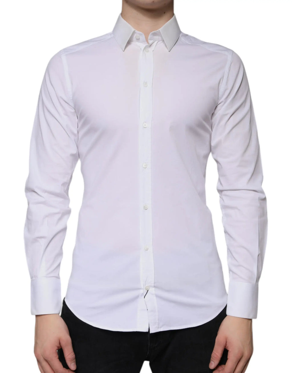 Chemise homme blanche dolce & gabbana en coton avec col classique et boutonnage pour tenue formelle