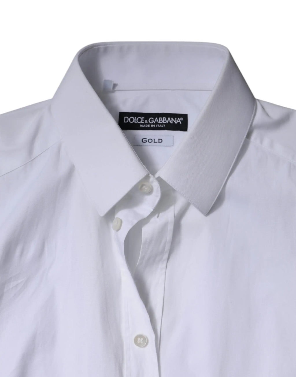 Chemise habillée blanche dolce gabbana pour homme en coton avec col net et boutonnière sur le devant