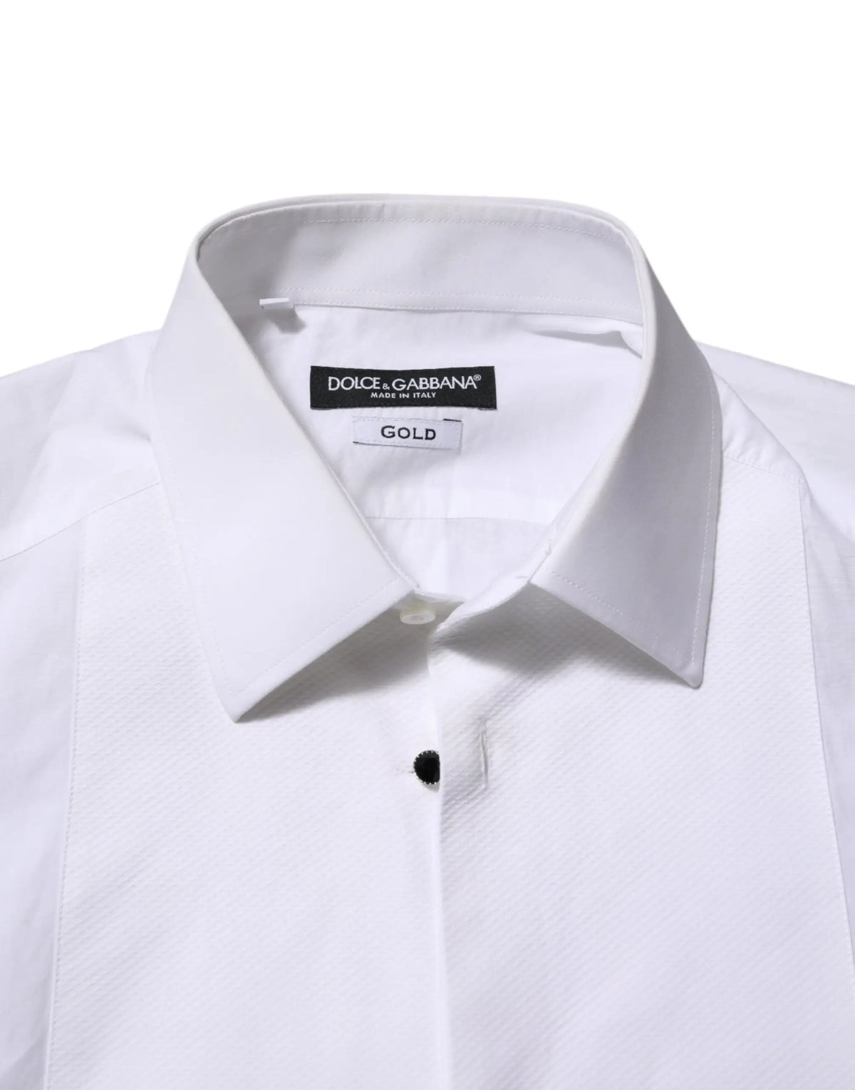 Chemise formelle pour homme dolce gabbana en coton blanc avec colnet et bouton noir modele gold bib poplin