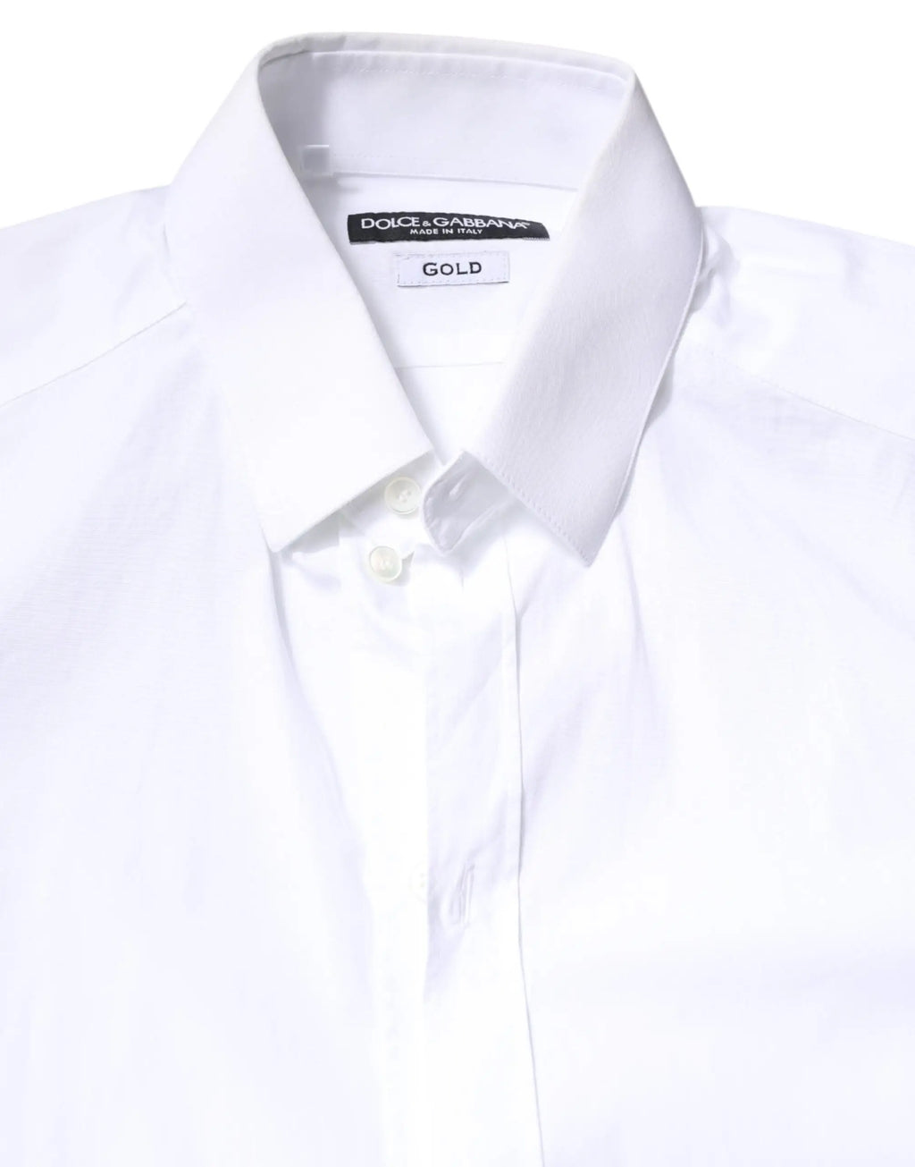 Chemise habillée blanche pour homme dolce & gabbana en coton avec col net et devant boutonné gold