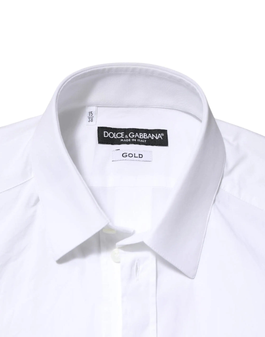 Chemise homme formelle dolce & gabbana blanche en coton avec col net et étiquette or