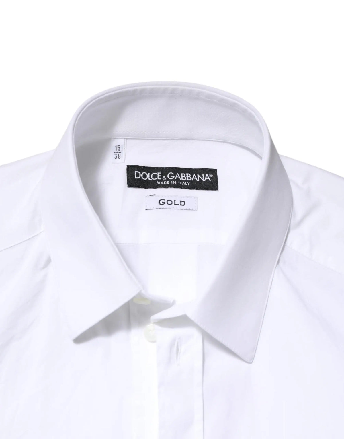 Chemise homme formelle dolce & gabbana blanche en coton avec col net et étiquette or