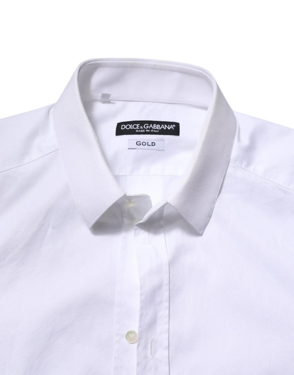 Chemise homme blanche dolce gabbana en coton avec col net et bouton doré manches longues