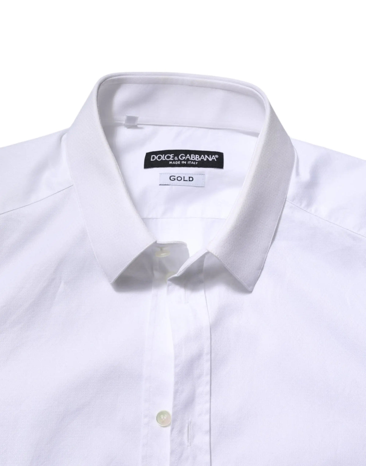 Chemise homme blanche dolce gabbana en coton avec col net et bouton doré manches longues