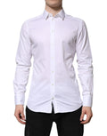 Chemise blanche pour homme dolce et gabbana en coton avec col classique et boutonnage devant manches longues