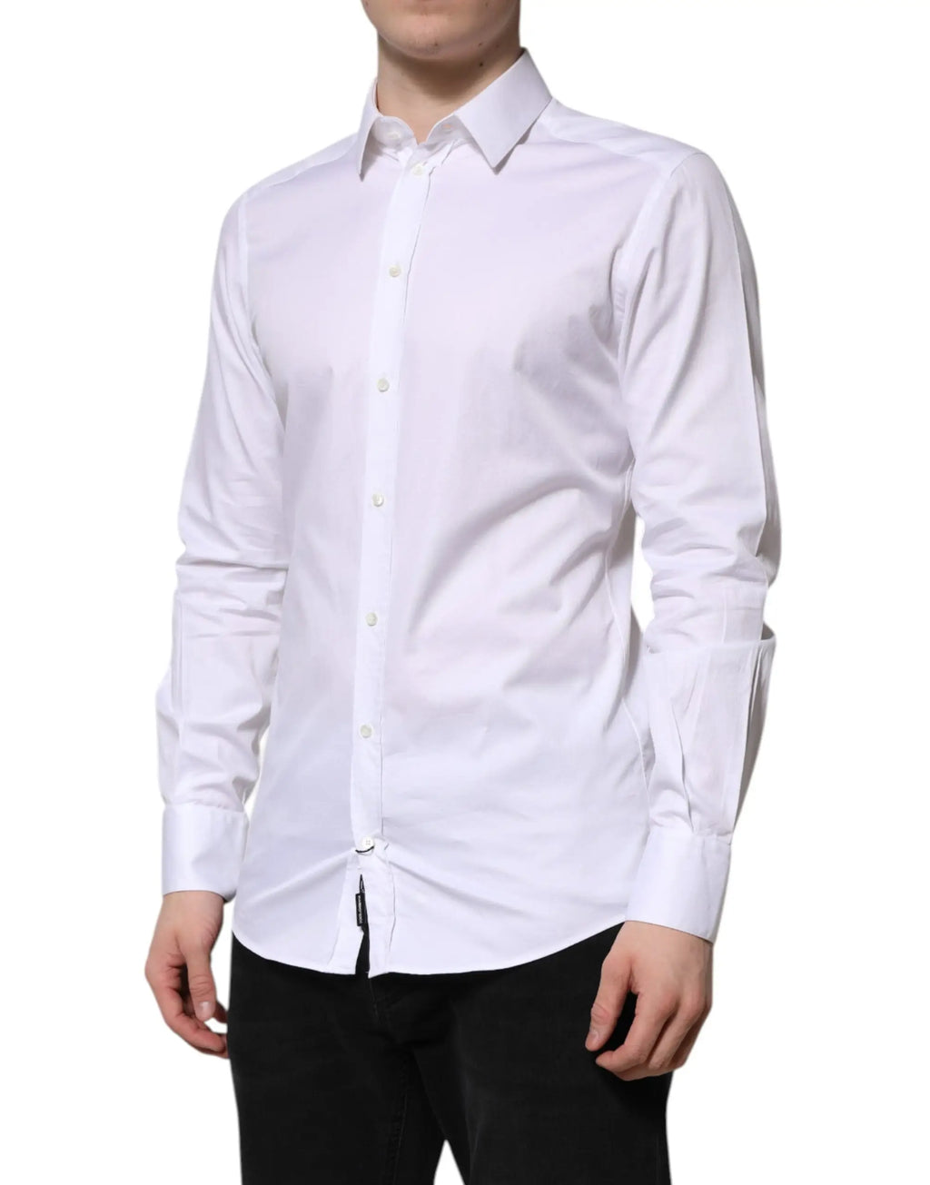 Chemise homme blanche dolce & gabbana en coton à manches longues avec col classique et boutonnage devant
