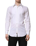 Chemise habillée blanche en coton dolce & gabbana pour homme avec coupe ajustée et plis subtils à l’avant