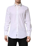 Chemise pour homme dolce & gabbana blanche en coton avec manches longues col classique et fermeture boutonnée