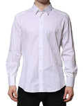 Chemise blanche dolce & gabbana en coton avec col classique et manches longues boutonnées, tissu bien repassé