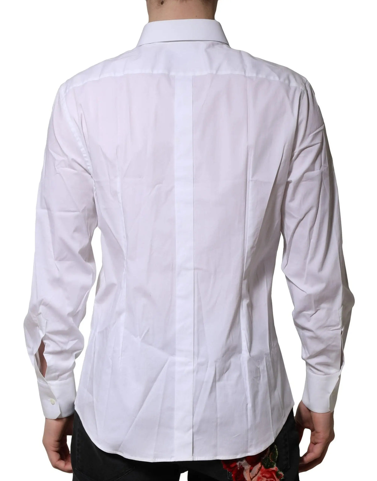 Chemise blanche à manches longues dolce & gabbana en coton avec coupe ajustée et détails discrets de couture verticale