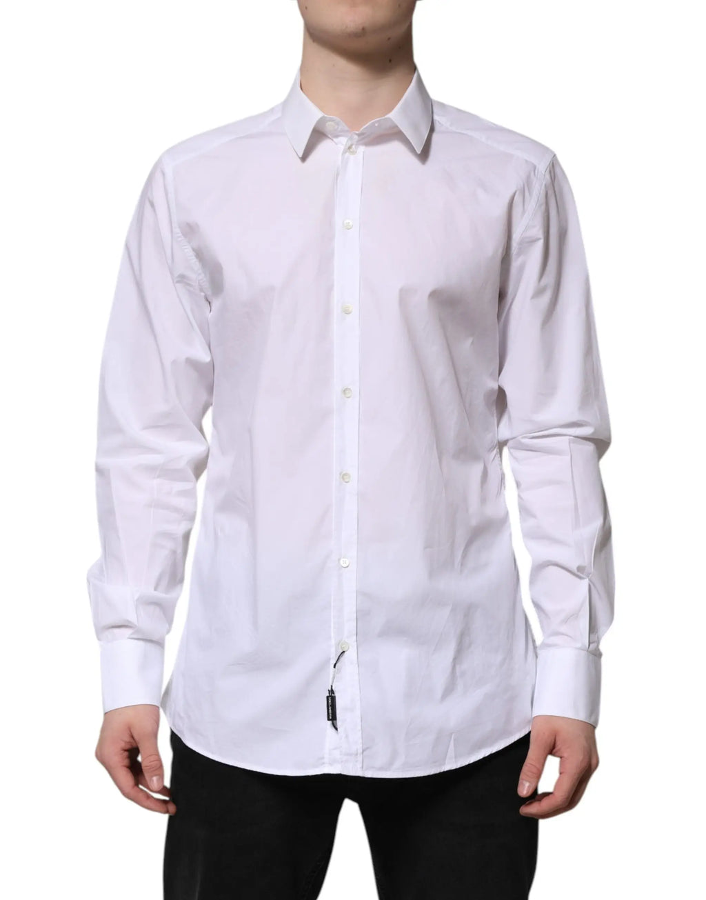 Chemise blanche pour homme dolce & gabbana en coton avec col classique et manches longues boutonnées