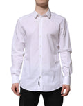 Chemise homme blanche dolce & gabbana en coton avec col classique et manches longues boutonnées devant