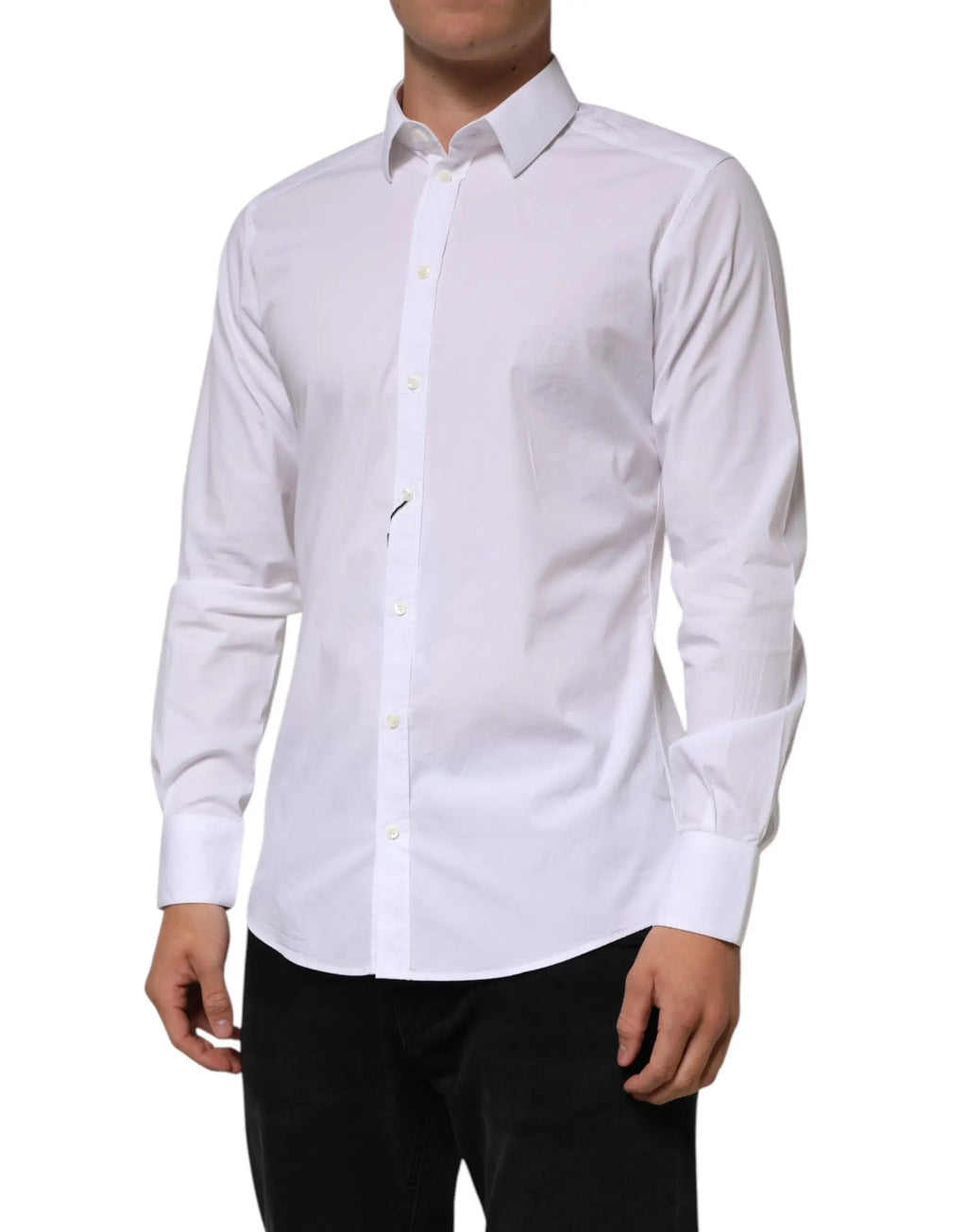 Chemise homme dolce gabbana blanche en coton avec col classique et manches longues boutonnées