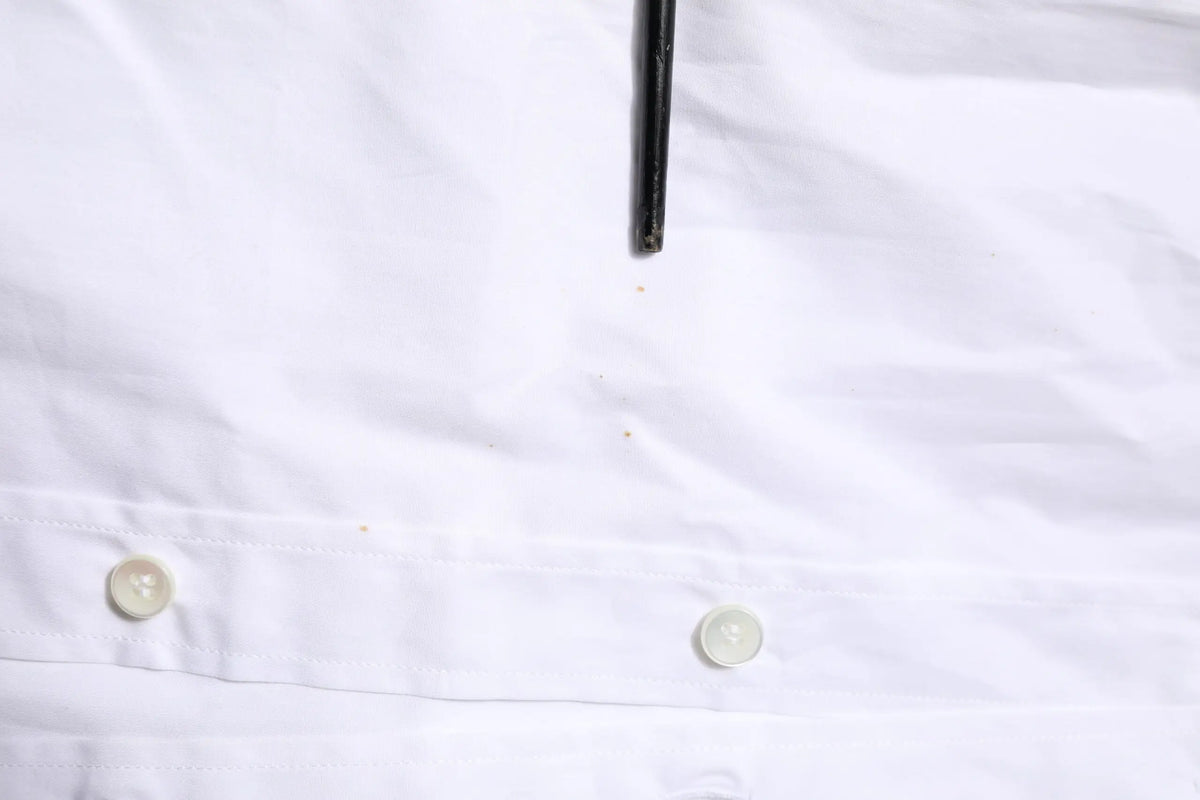 Chemise formelle blanche en coton dolce & gabbana à manches longues avec boutons clairs et zip noir au col