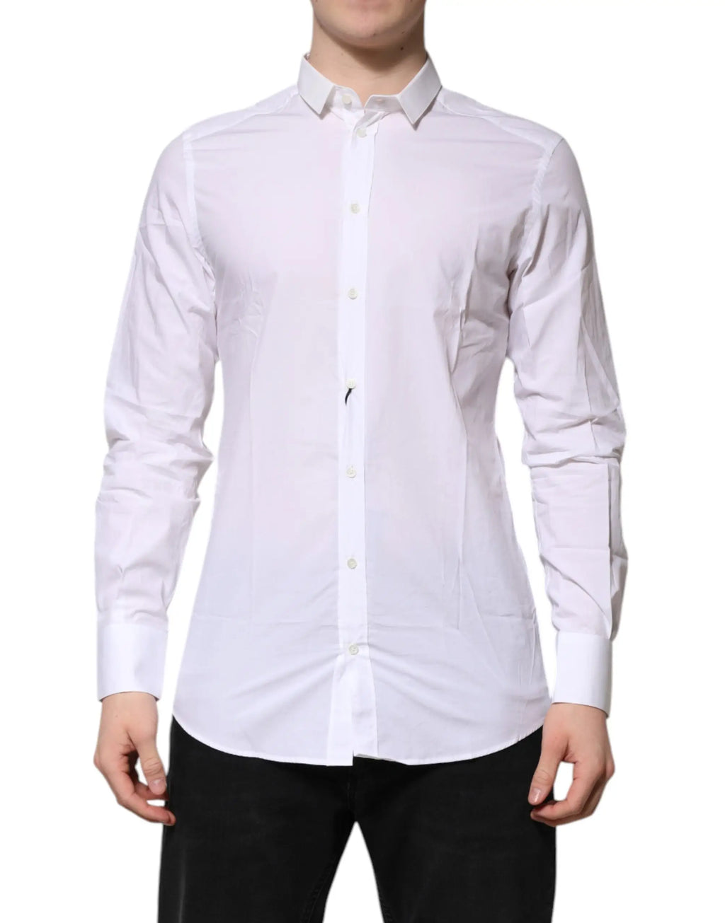 Chemise formelle dolce & gabbana blanche en coton avec manches longues et col classique boutonné devant