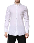 Chemise formelle dolce & gabbana blanche en coton avec manches longues et col classique boutonné devant