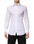 Chemise formelle dolce & gabbana blanche en coton avec manches longues et col classique boutonné pour homme