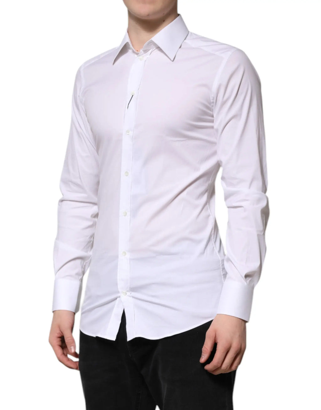 Chemise formelle homme blanche dolce & gabbana en coton avec manches longues et col classique boutonné