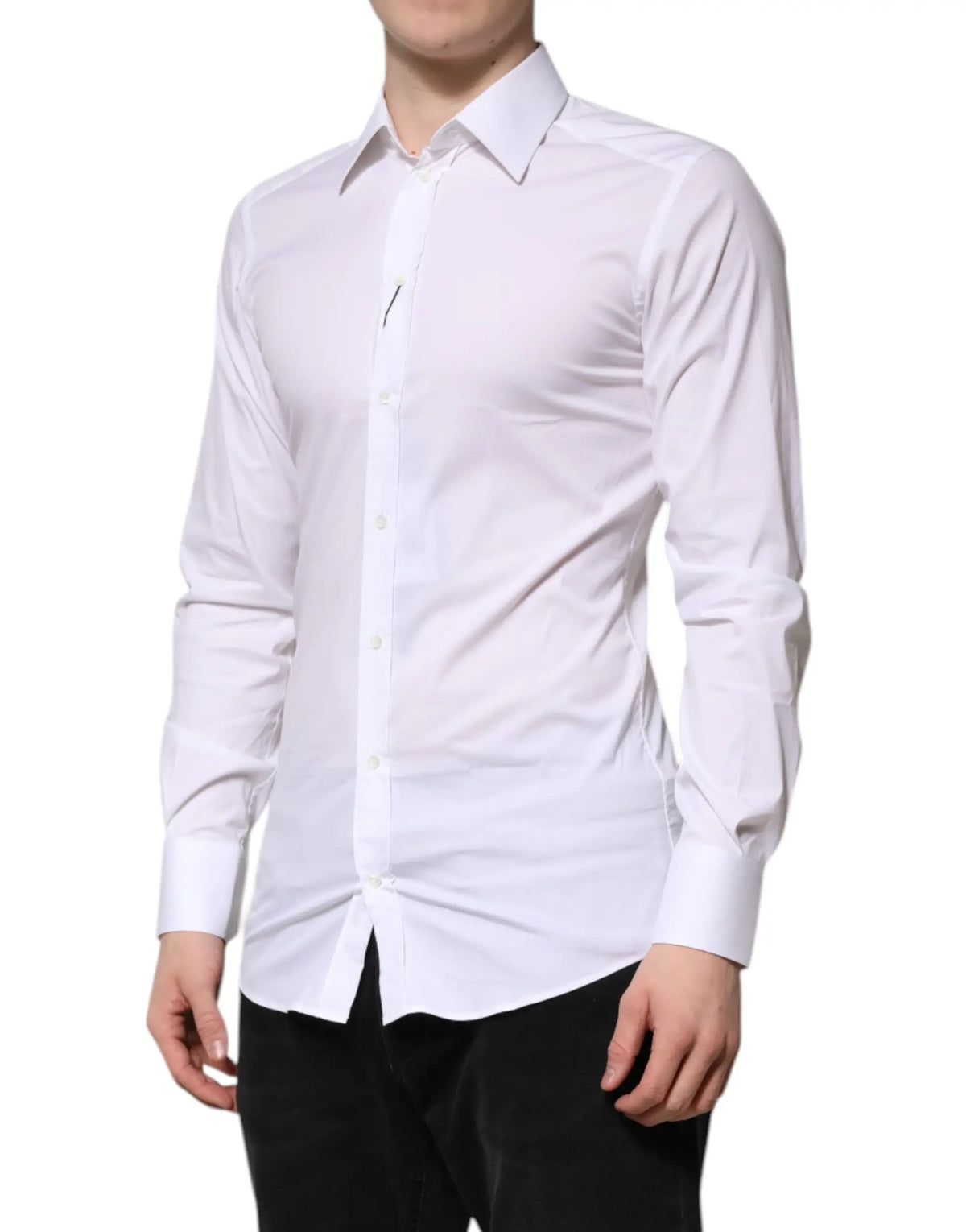 Chemise formelle homme blanche dolce & gabbana en coton avec manches longues et col classique boutonné