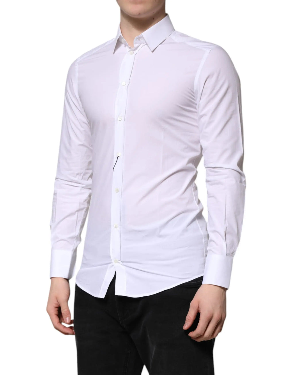 Chemise formelle blanche en coton dolce & gabbana pour homme avec col classique et manches longues boutonnées