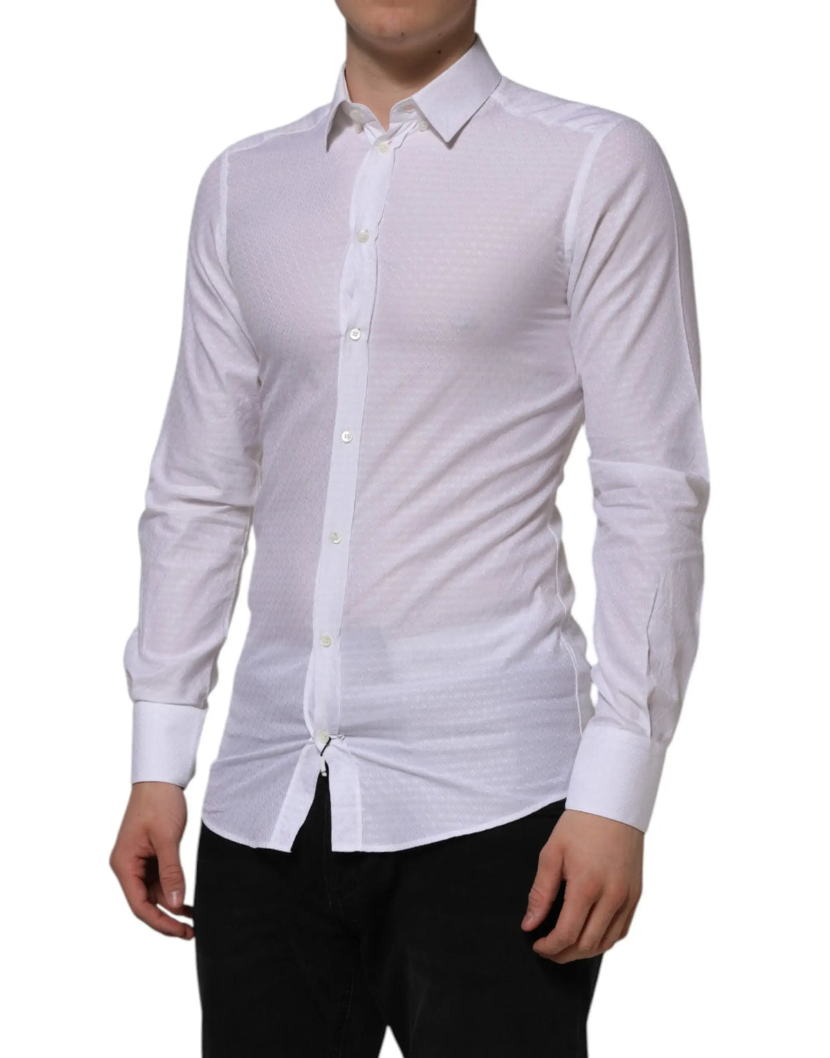 Chemise homme blanche dolce gabbana en coton avec col classique et manches longues pour tenue formelle