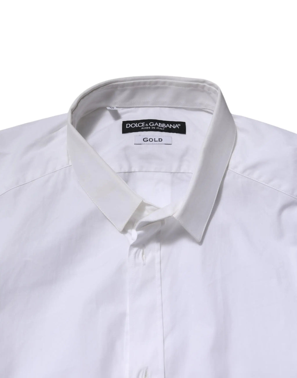Chemise blanche dolce & gabbana en coton à manches longues avec col net et étiquette or premium