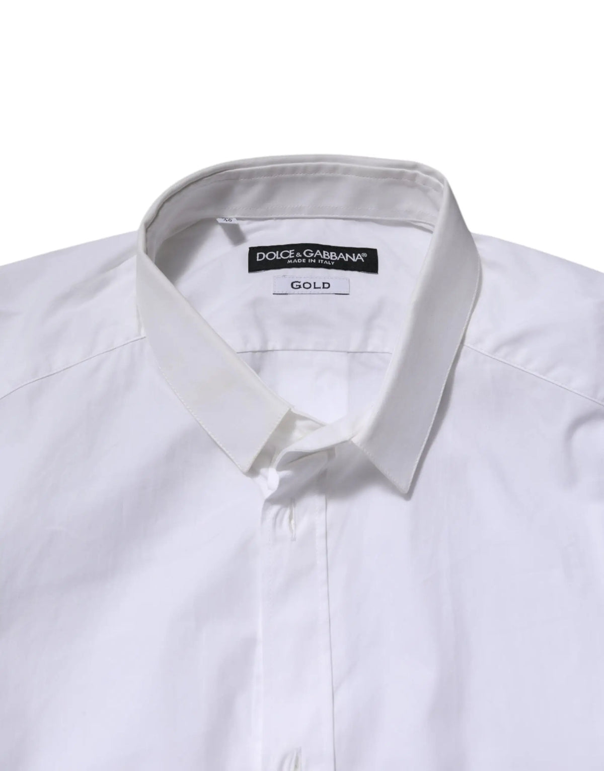 Chemise blanche dolce & gabbana en coton à manches longues avec col net et étiquette or premium