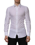 Chemise blanche ajustée pour homme dolce gabbana en coton avec col classique et manches longues formelles