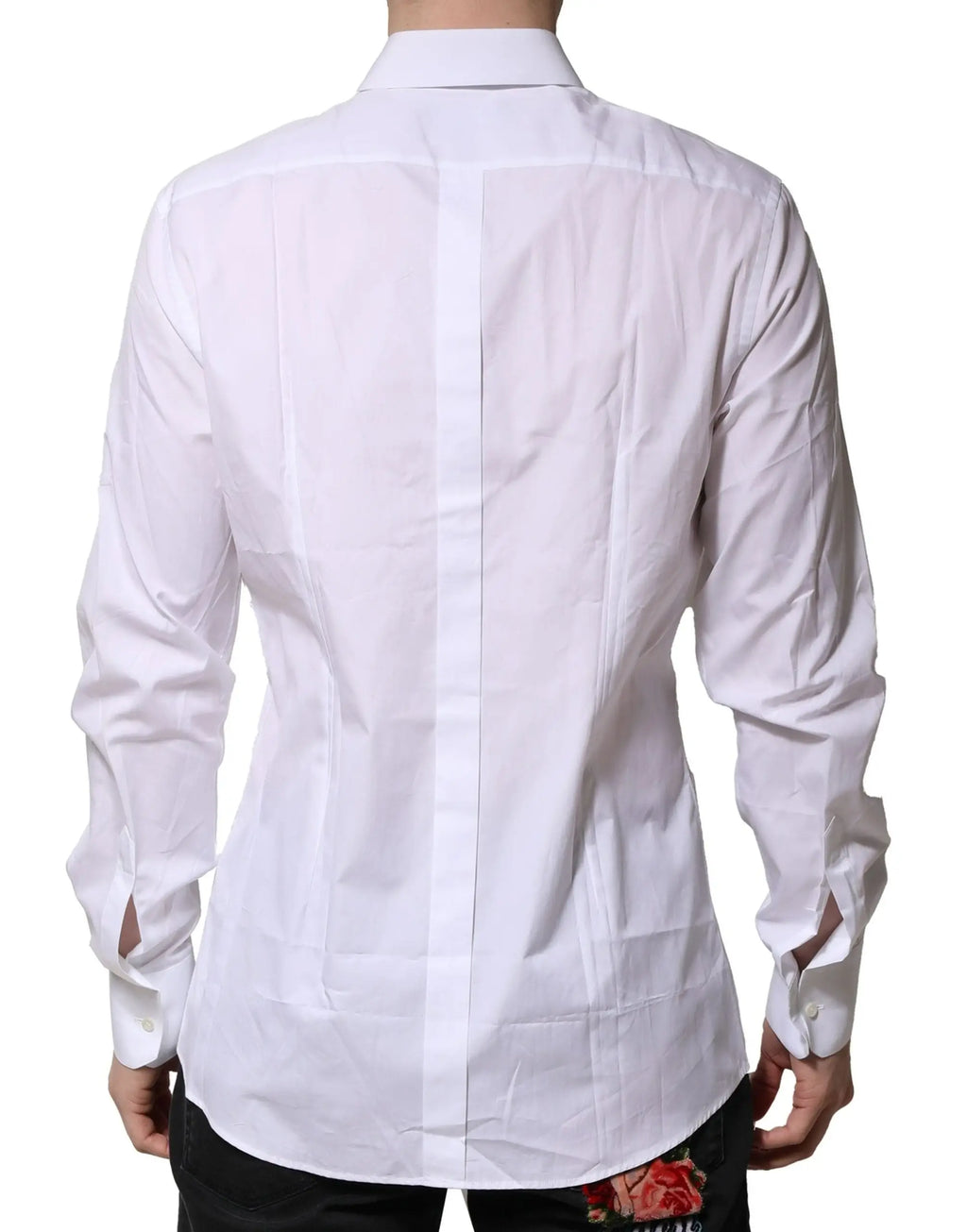 Chemise formelle blanche dolce & gabbana en coton avec manches longues col classique et poignets boutonnés