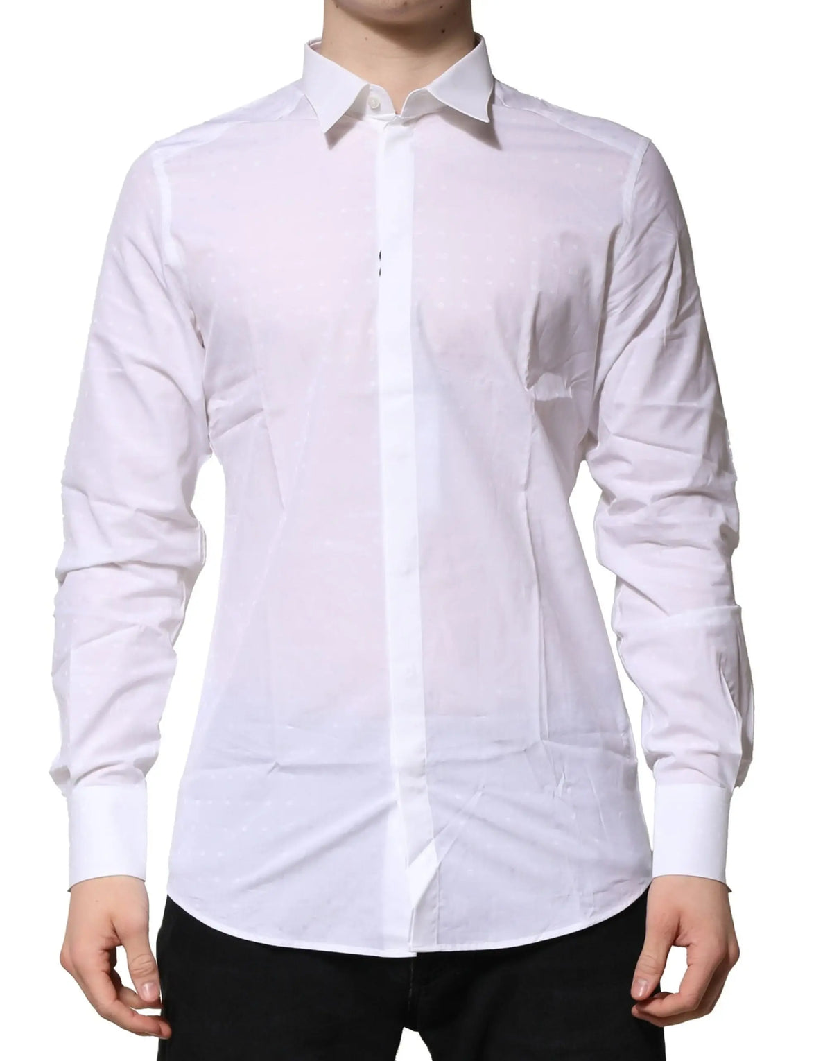Chemise homme blanche dolce & gabbana en coton à manches longues avec col classique et boutonnage devant