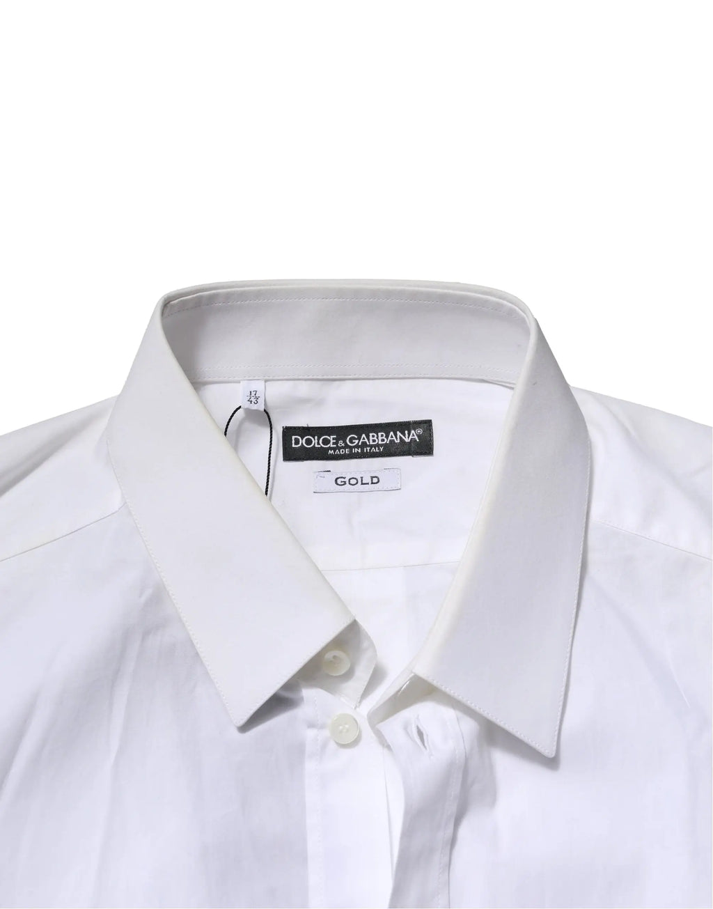 Chemise homme dolce gabbana blanche en coton avec col net et boutons sur le devant manches longues formelle gold