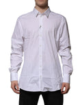 Chemise formelle blanche en coton dolce & gabbana à manches longues avec col classique et poignets pliés
