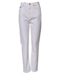 Jean denim blanc dolce & gabbana en coton taille haute coupe droite avec détails de couture subtils