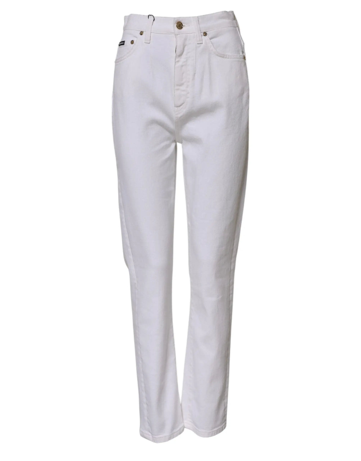 Jeans en denim blanc dolce & gabbana en coton taille haute coupe droite avec coutures subtiles
