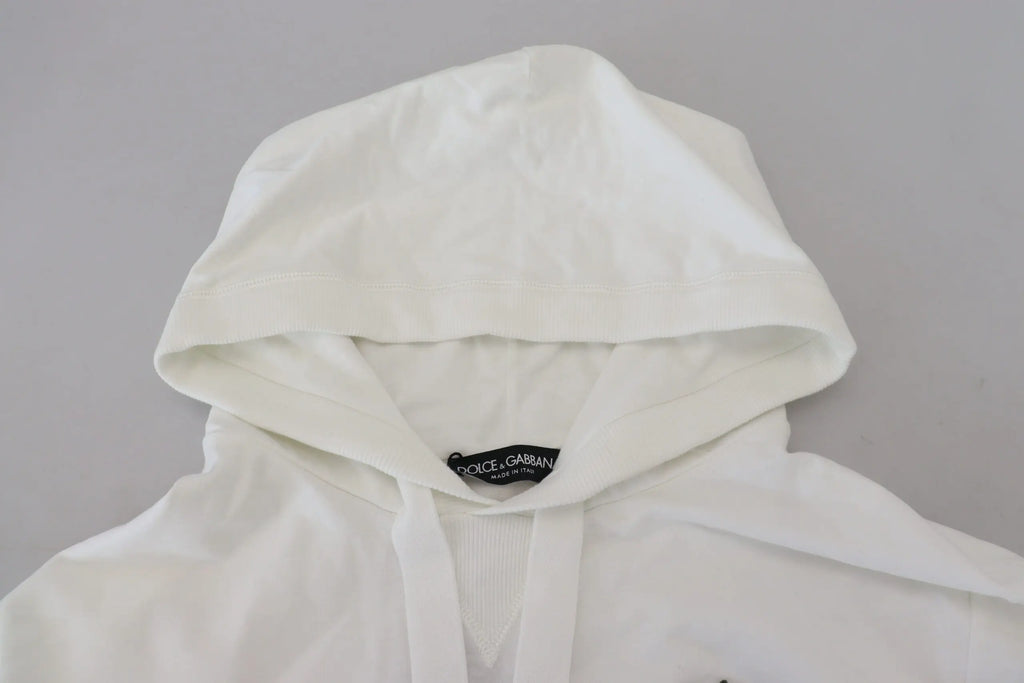 Sweat à capuche blanc dolce & gabbana en coton avec tissu doux légèrement froissé et cordons assortis