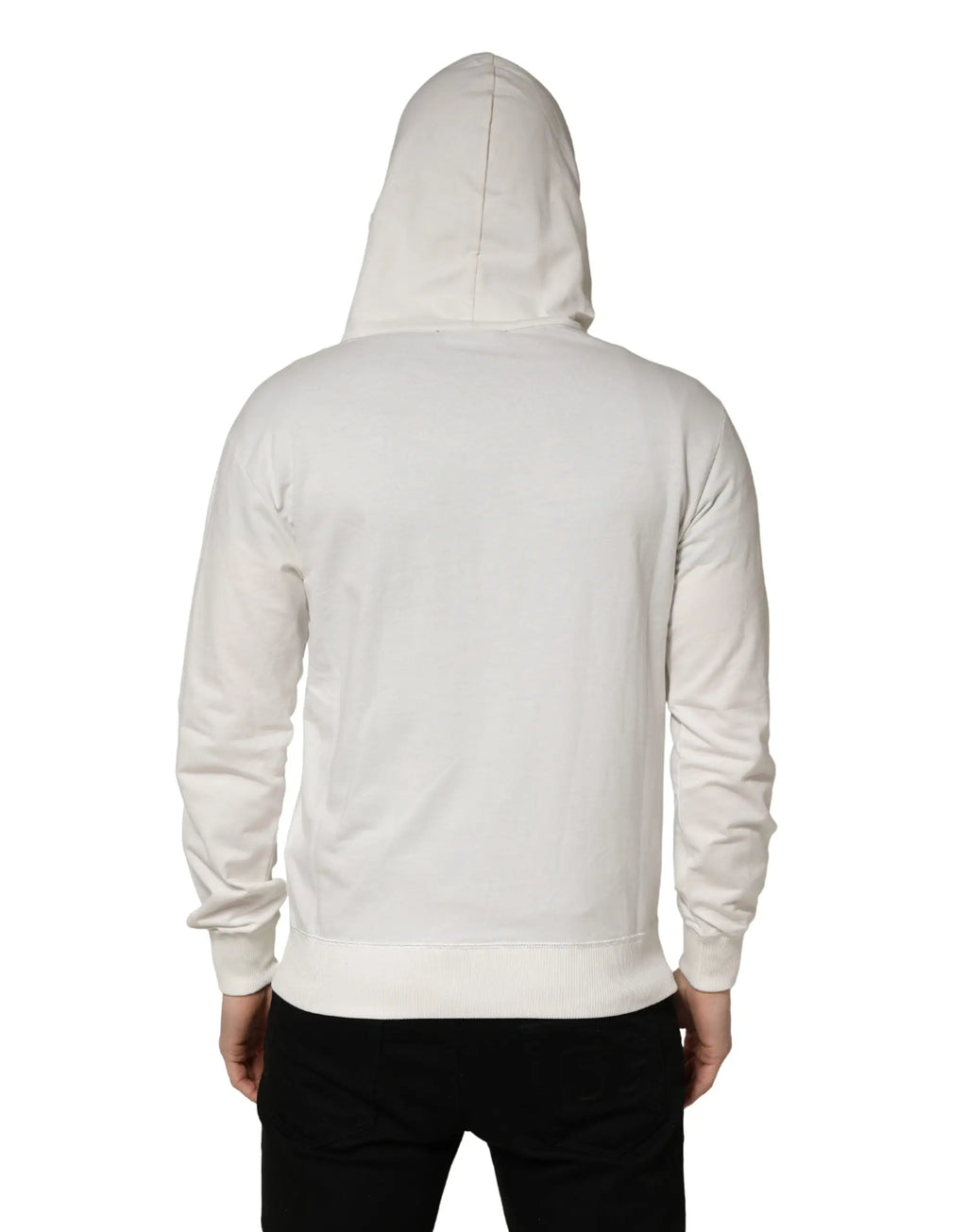 Dolce & gabbana sweat à capuche blanc en coton avec design simple et poignets côtelés