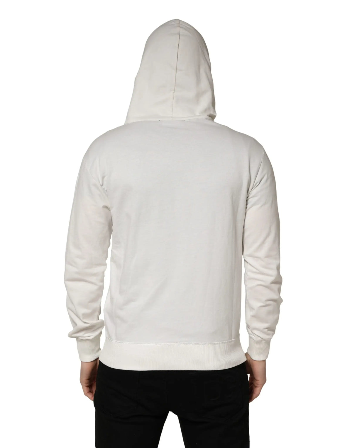 Dolce & gabbana sweat à capuche blanc en coton avec design simple et poignets côtelés