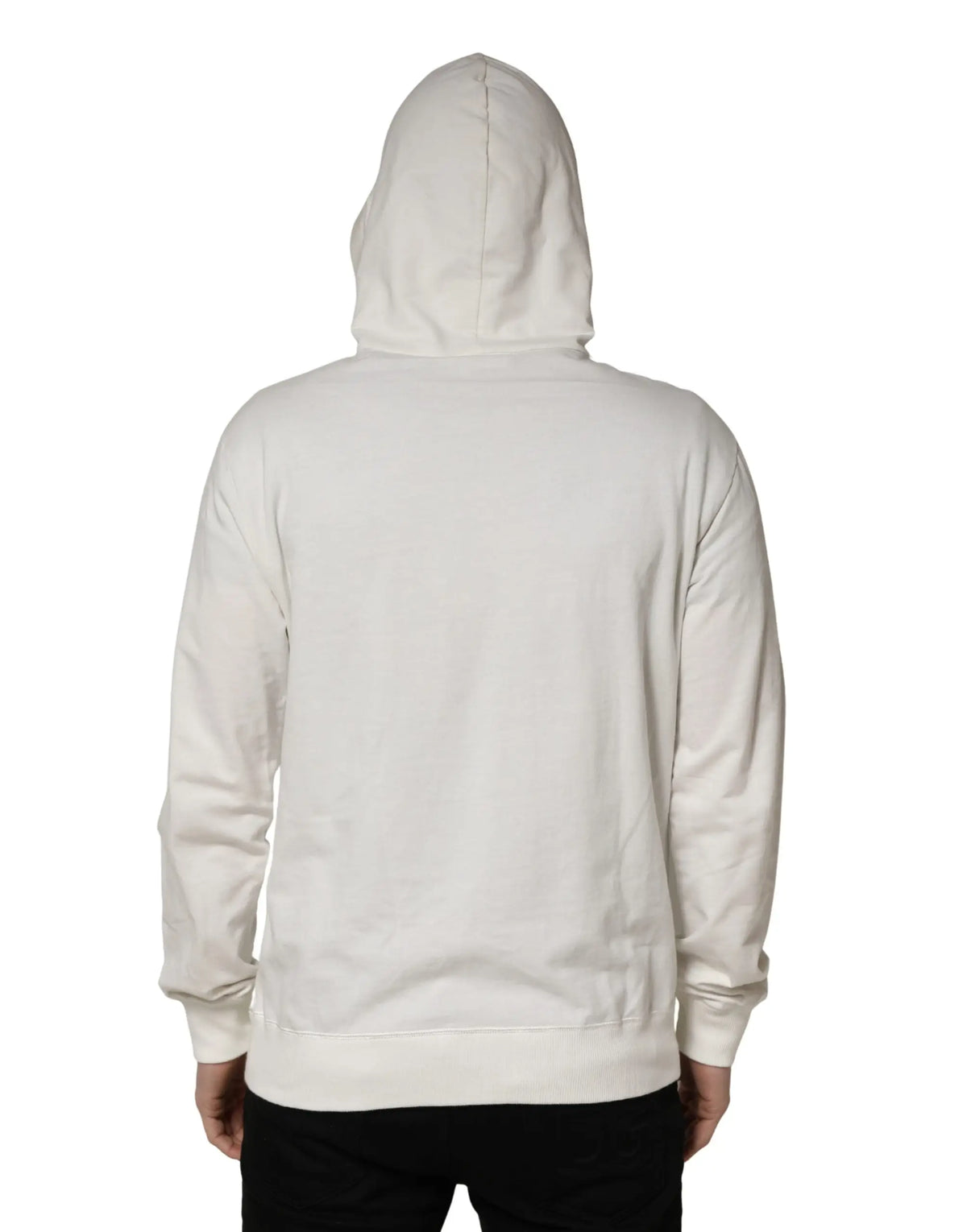 Sweat à capuche dolce & gabbana blanc en coton avec tissu doux texturé et poignets côtelés