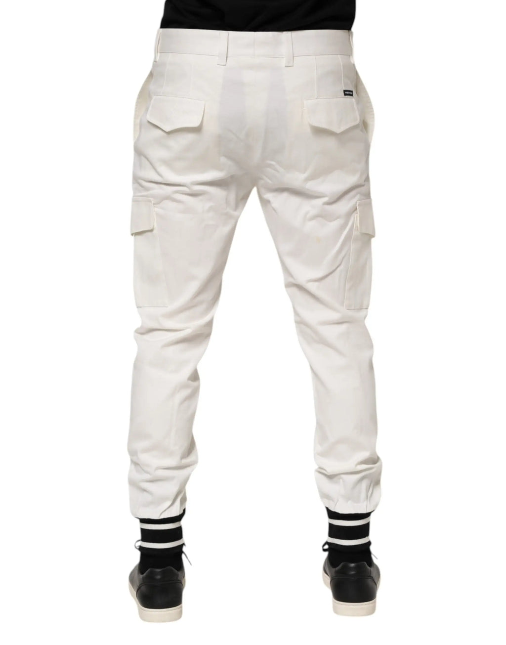 Pantalon cargo blanc dolce gabbana en coton avec poches multiples et coupe skinny homme