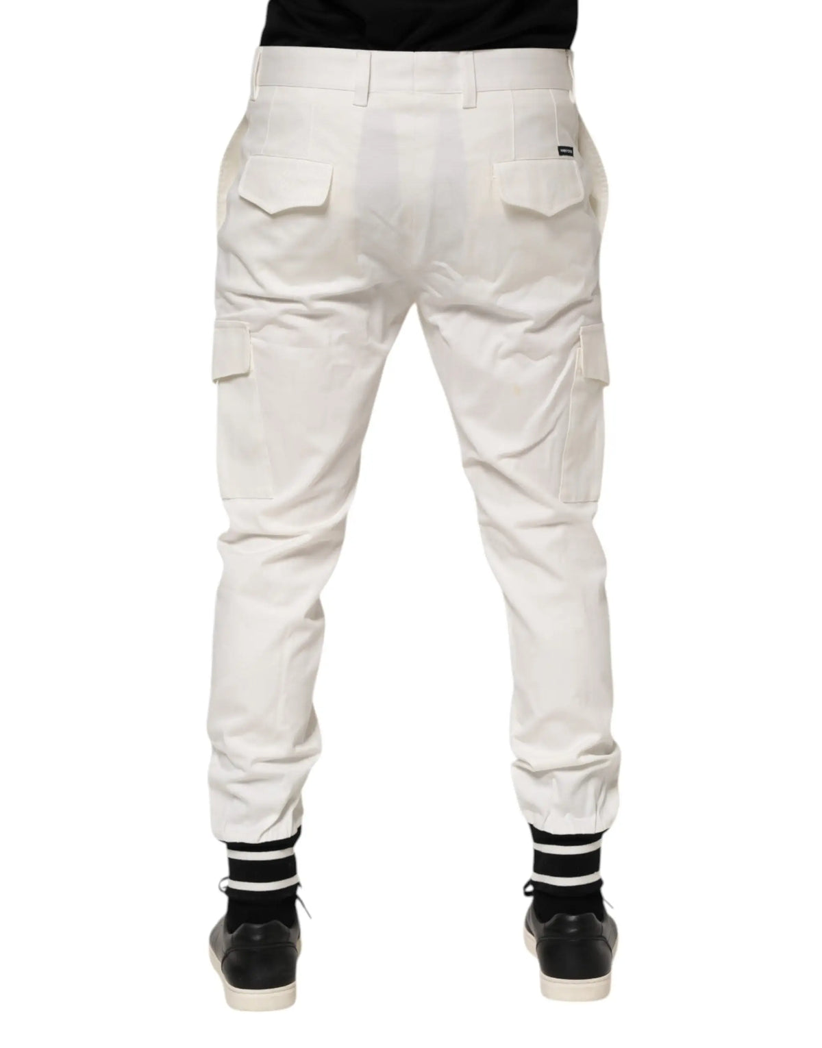 Pantalon cargo blanc dolce gabbana en coton avec poches multiples et coupe skinny homme