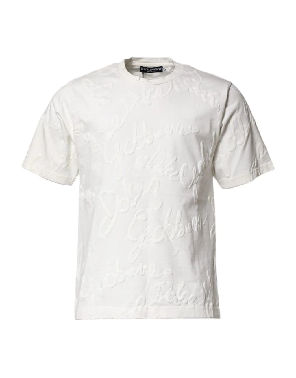 T-shirt dolce & gabbana blanc en coton avec logo embossé en relief et col rond