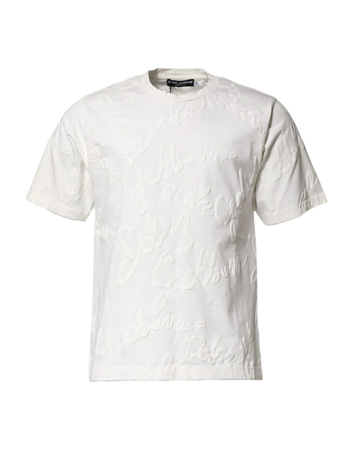 T-shirt dolce & gabbana blanc en coton avec logo embossé en relief et col rond
