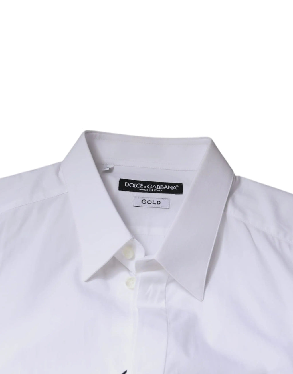 Chemise habillée blanche pour homme dolce gabbana en coton avec col net et étiquette brodée or