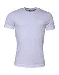 Dolce & gabbana t-shirt blanc en coton avec col rond et petite poche poitrine logo patch