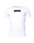 T-shirt blanc dolce & gabbana en coton avec étiquette noire logo blanc sur la poitrine col rond