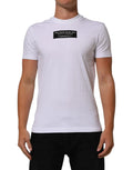 T-shirt homme dolce & gabbana blanc en coton avec logo noir imprimé sur le devant