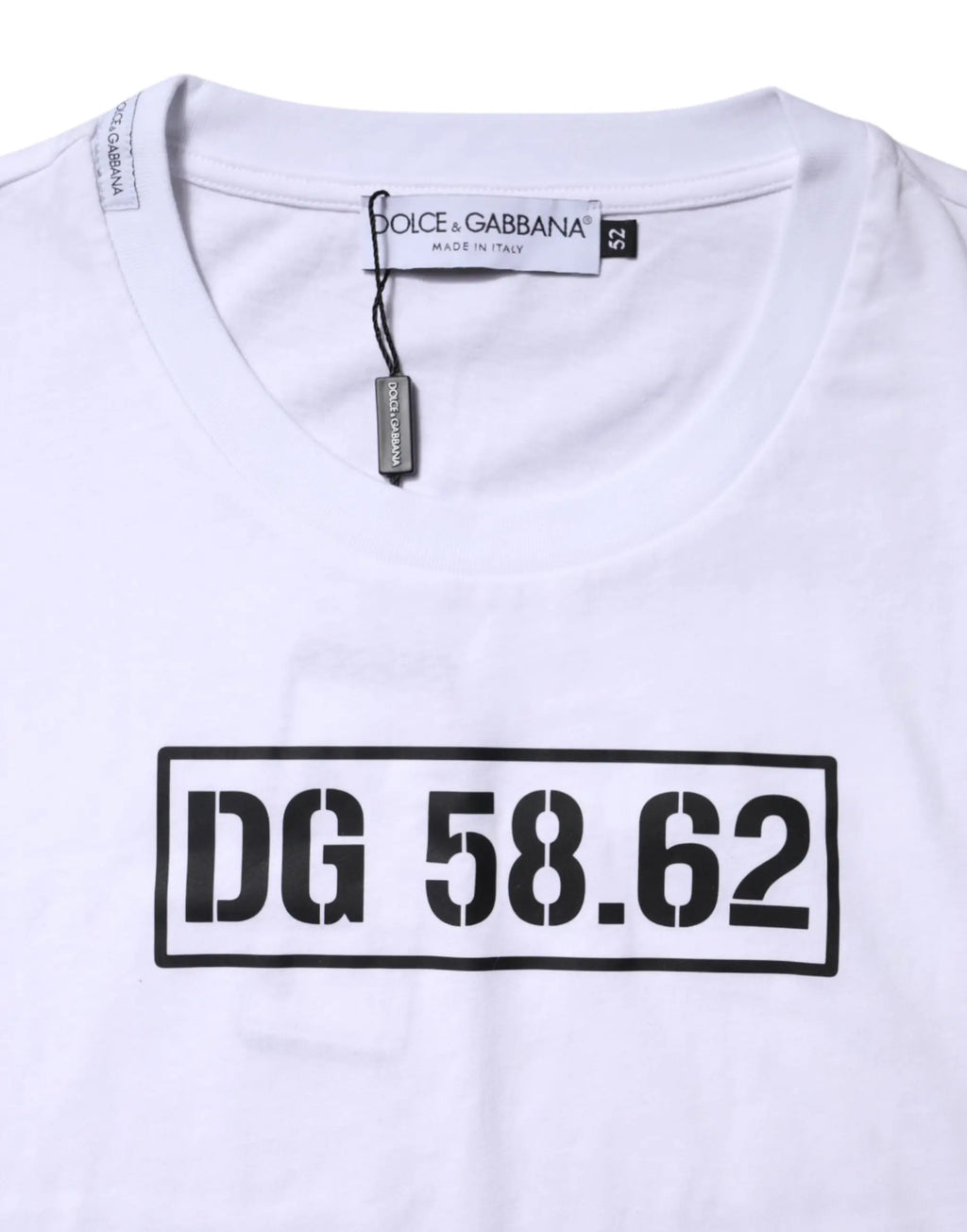T-shirt blanc dolce & gabbana en coton avec logo imprimé dg 58.62 noir taille S col rond