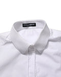 Chemise blanche dolce & gabbana en coton avec col net et couture subtile manches longues boutonnée