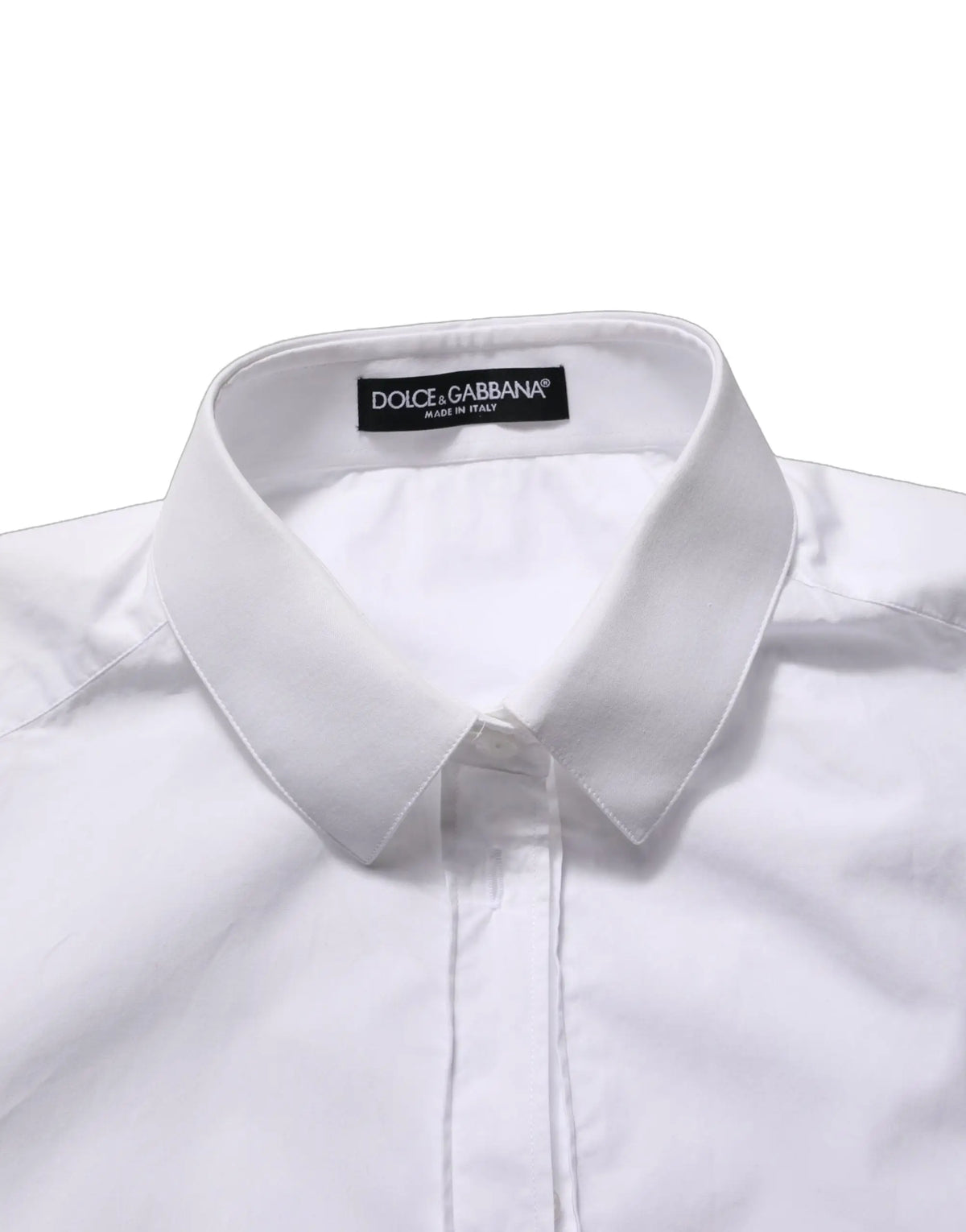 Chemise blanche dolce & gabbana en coton avec col net et couture subtile manches longues boutonnée